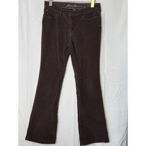 Eddie Bauer Womens Corduroy Pants Brown Slightly Curvy Slightly Flared Size 6